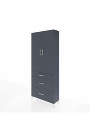 Arges Dolap 2 Raflı 3 Çekmeceli Tek Askılı 88x30x221 Antrasit-Antrasit