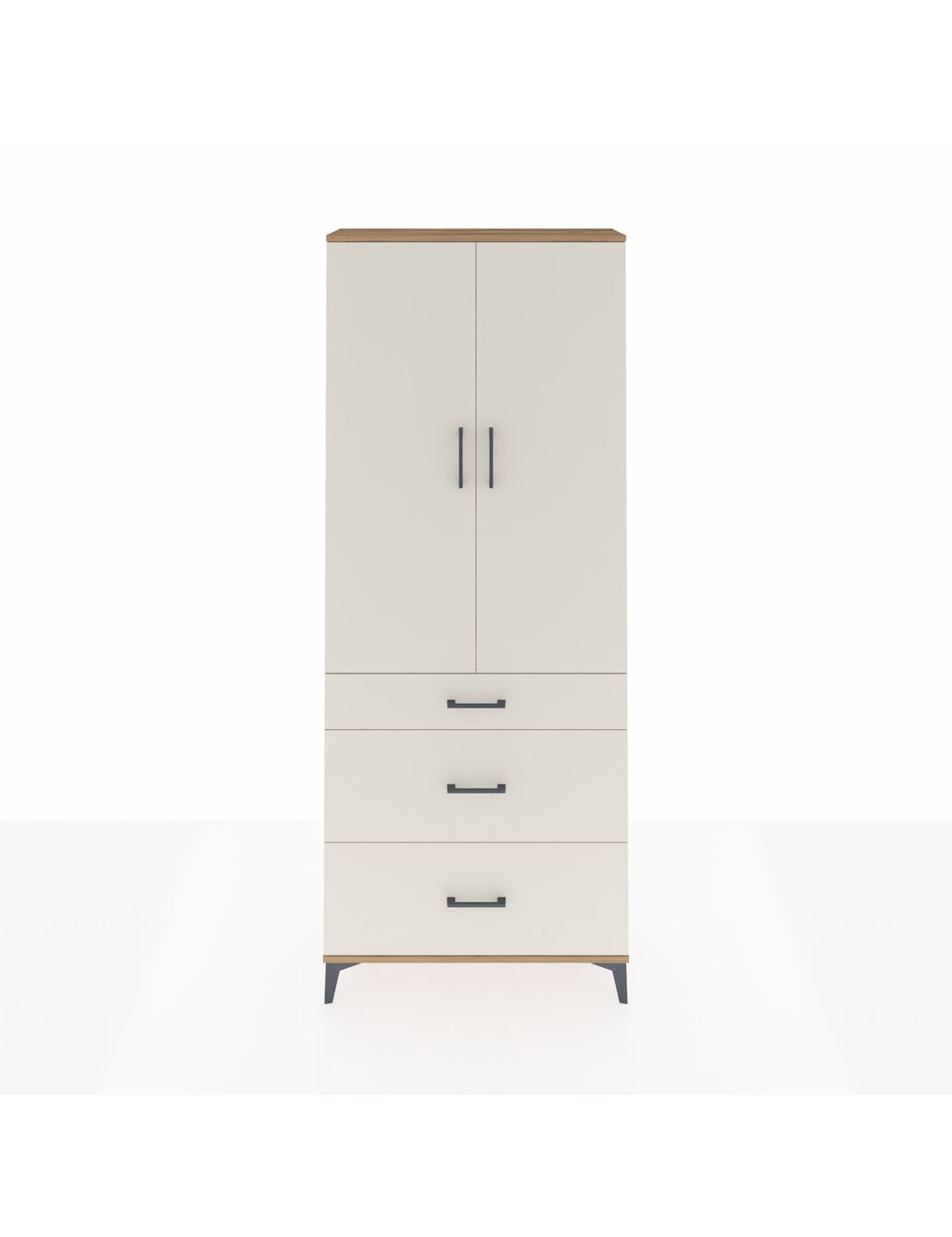 Arges Dolap 2 Raflı 3 Çekmeceli Tek Askılı 88x30x221 Çam-Aytaşı