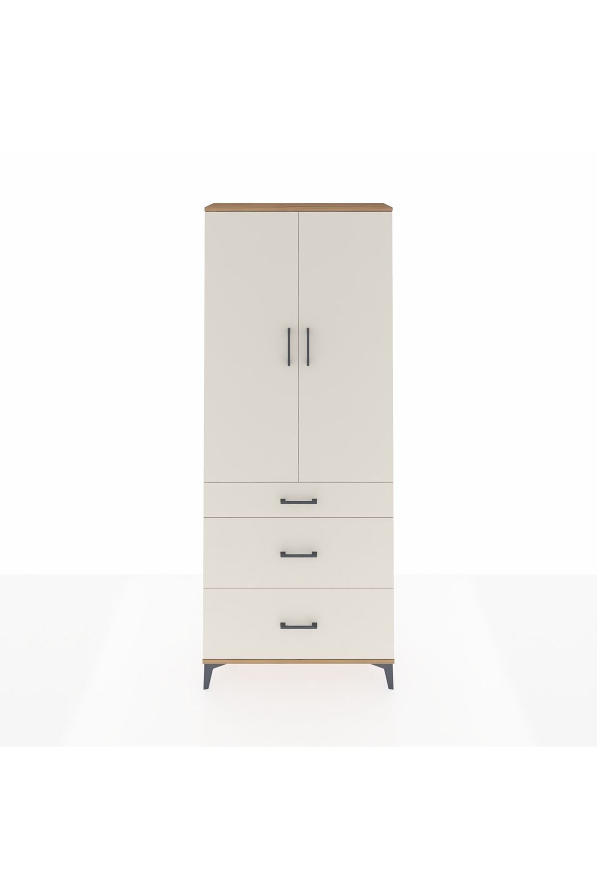 Arges Dolap 2 Raflı 3 Çekmeceli Tek Askılı 88x30x221 Çam-Aytaşı