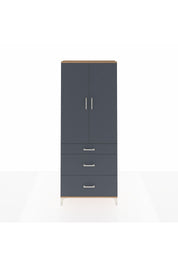 Arges Dolap 2 Raflı 3 Çekmeceli Tek Askılı 88x30x221 Çam-Antrasit