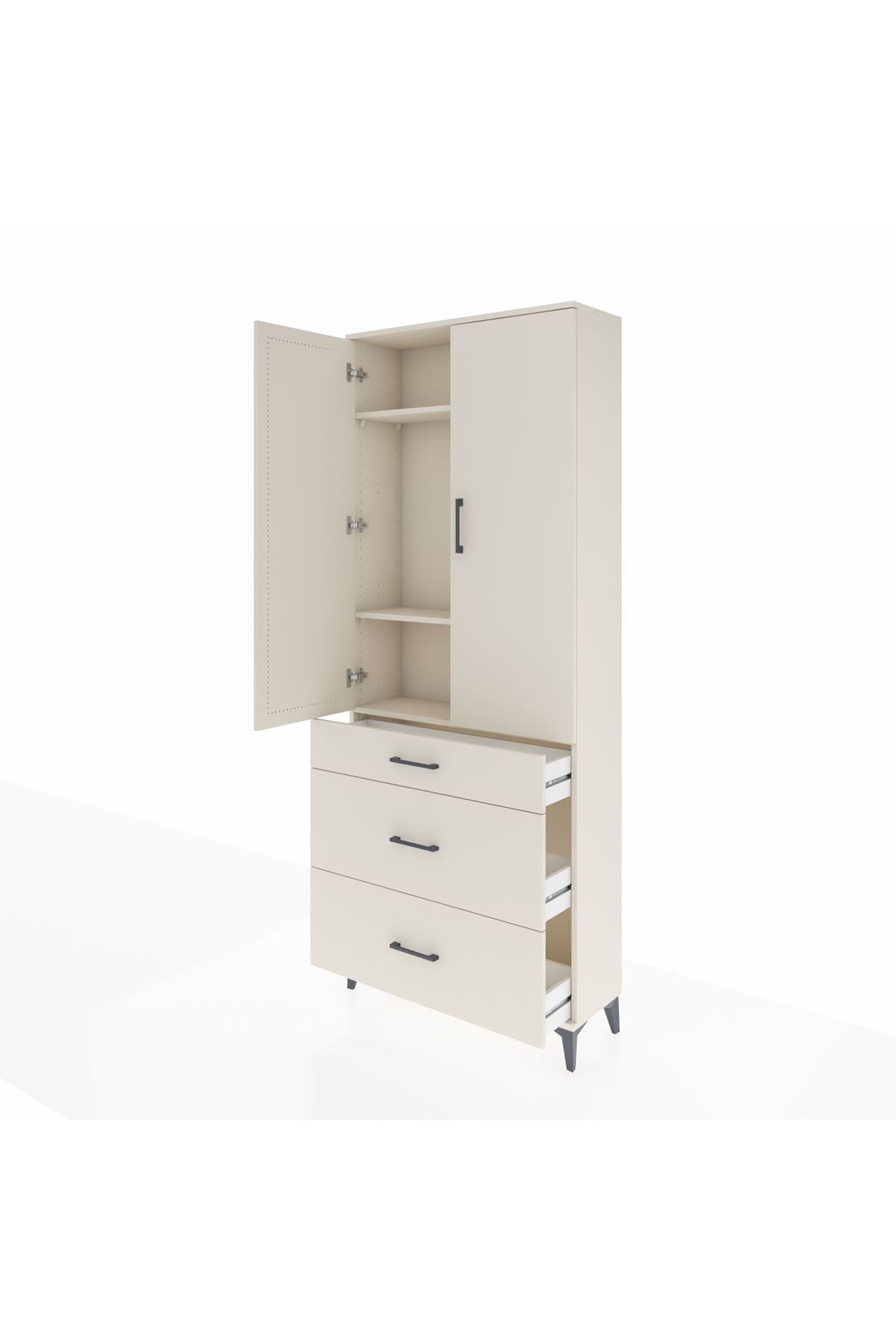 Arges Dolap 3 Raflı 3 Çekmeceli 2 Kapaklı 88x30x221 Aytaşı-Aytaşı