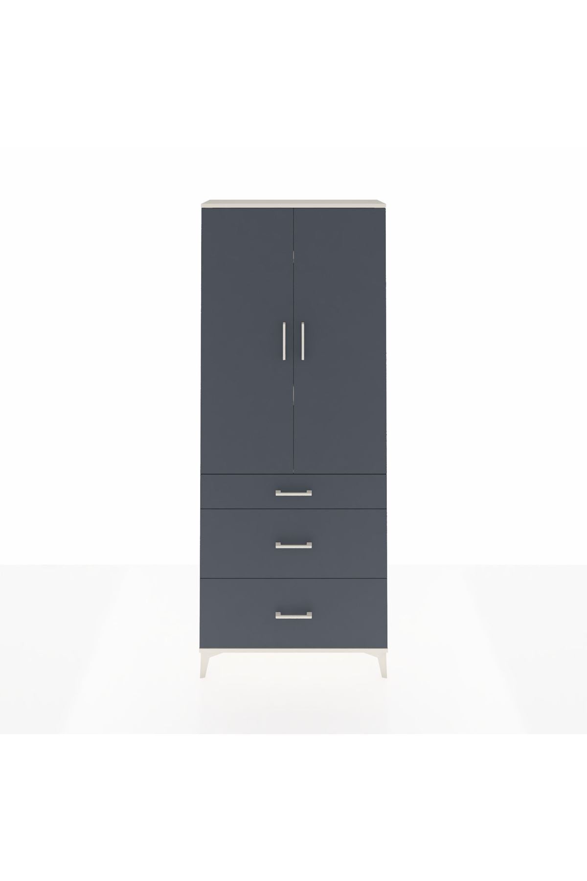 Arges Dolap 3 Raflı 3 Çekmeceli 2 Kapaklı 88x30x221 Aytaşı-Antrasit