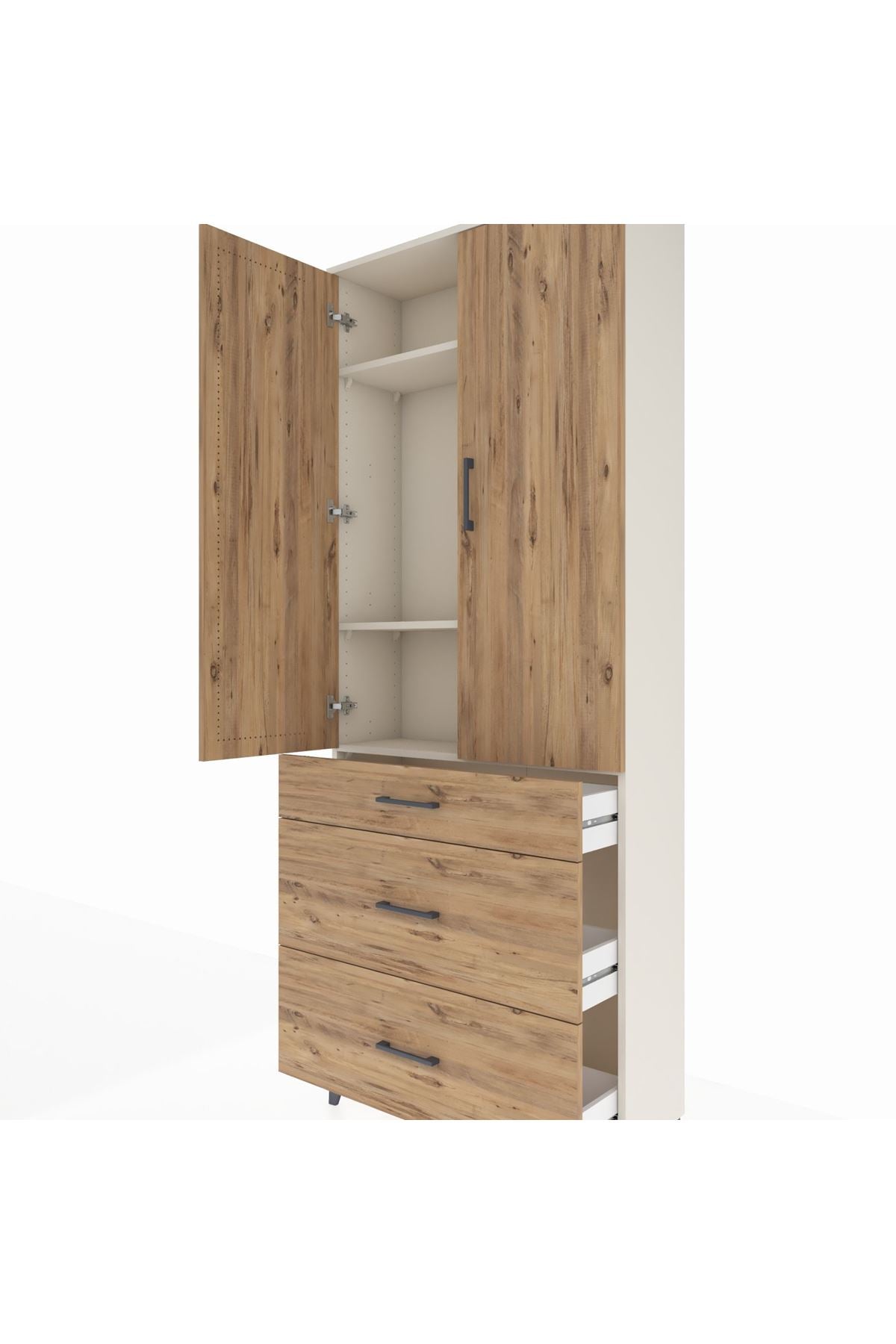 Arges Dolap 3 Raflı 3 Çekmeceli 2 Kapaklı 88x30x221 Aytaşı-Çam