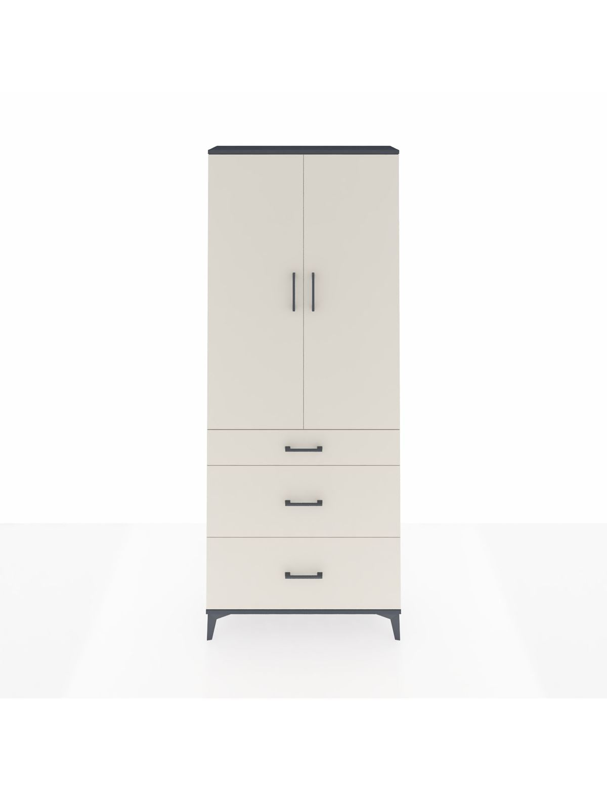 Arges Dolap 3 Raflı 3 Çekmeceli 2 Kapaklı 88x30x221 Antrasit-Aytaşı