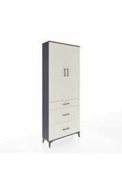 Arges Dolap 3 Raflı 3 Çekmeceli 2 Kapaklı 88x30x221 Antrasit-Aytaşı
