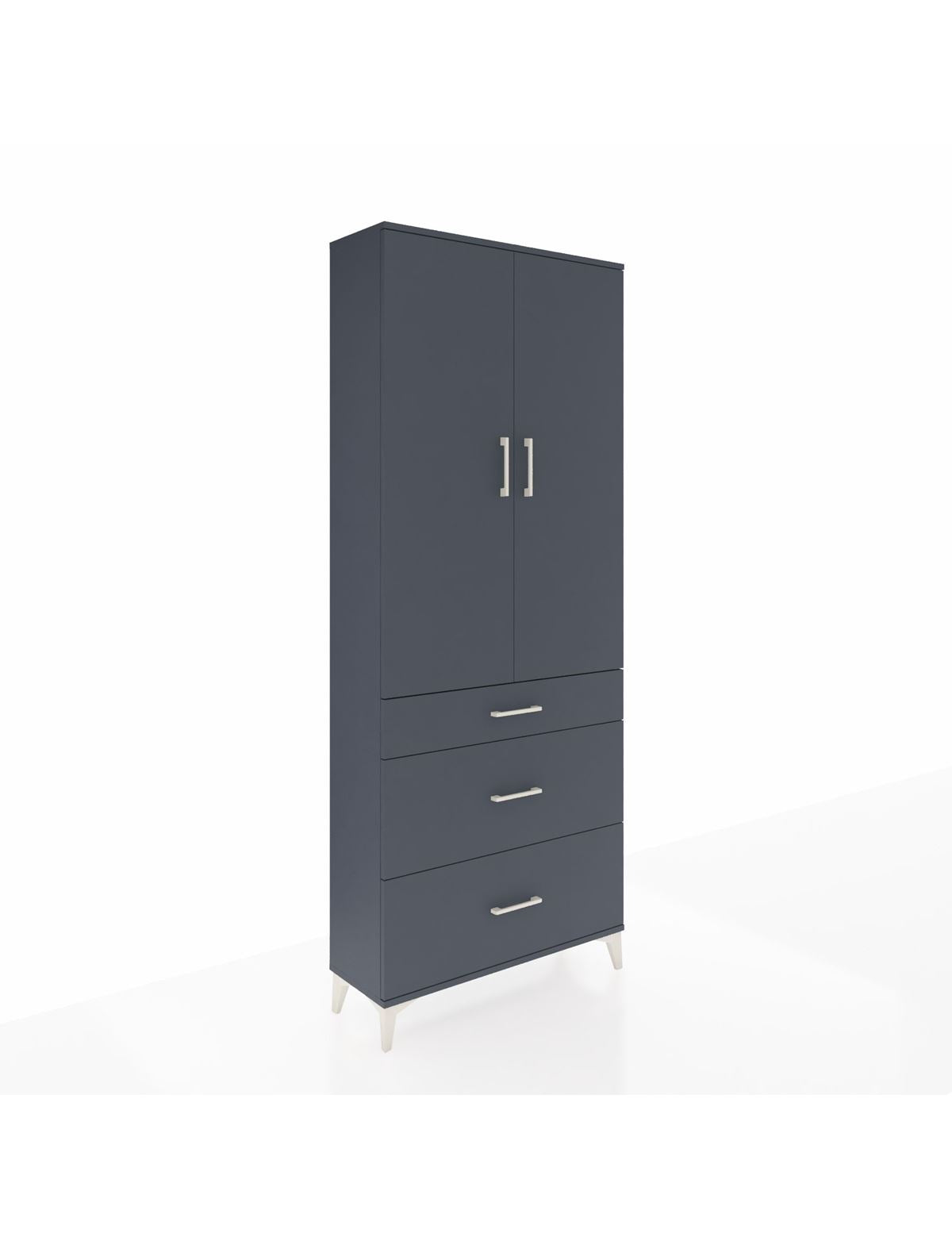 Arges Dolap 3 Raflı 3 Çekmeceli 2 Kapaklı 88x30x221 Antrasit-Antrasit