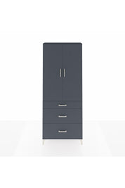 Arges Dolap 3 Raflı 3 Çekmeceli 2 Kapaklı 88x30x221 Antrasit-Antrasit