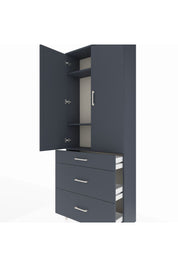 Arges Dolap 3 Raflı 3 Çekmeceli 2 Kapaklı 88x30x221 Antrasit-Antrasit