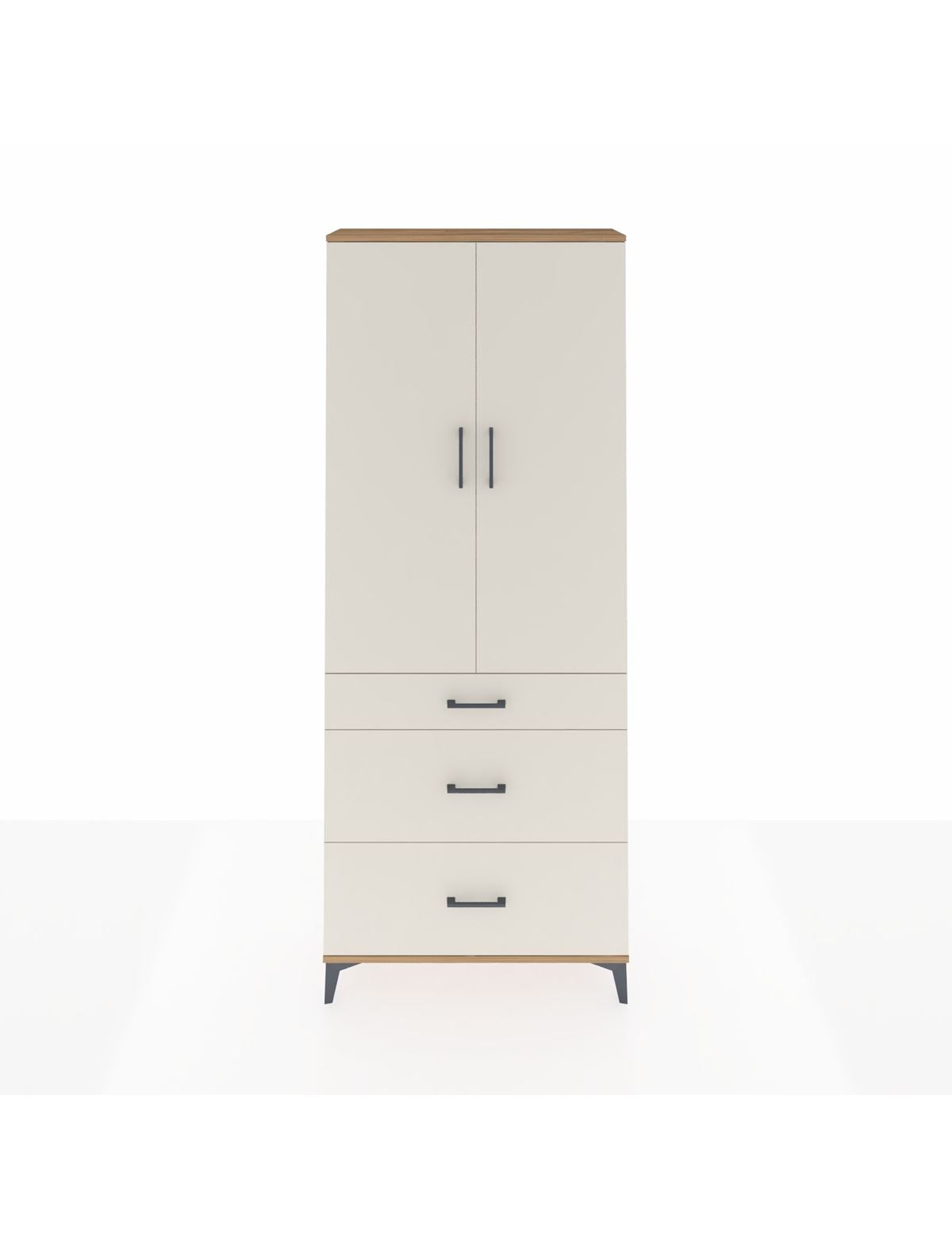 Arges Dolap 3 Raflı 3 Çekmeceli 2 Kapaklı 88x30x221 Çam-Aytaşı