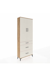 Arges Dolap 3 Raflı 3 Çekmeceli 2 Kapaklı 88x30x221 Çam-Aytaşı