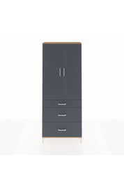 Arges Dolap 3 Raflı 3 Çekmeceli 2 Kapaklı 88x30x221 Çam-Antrasit