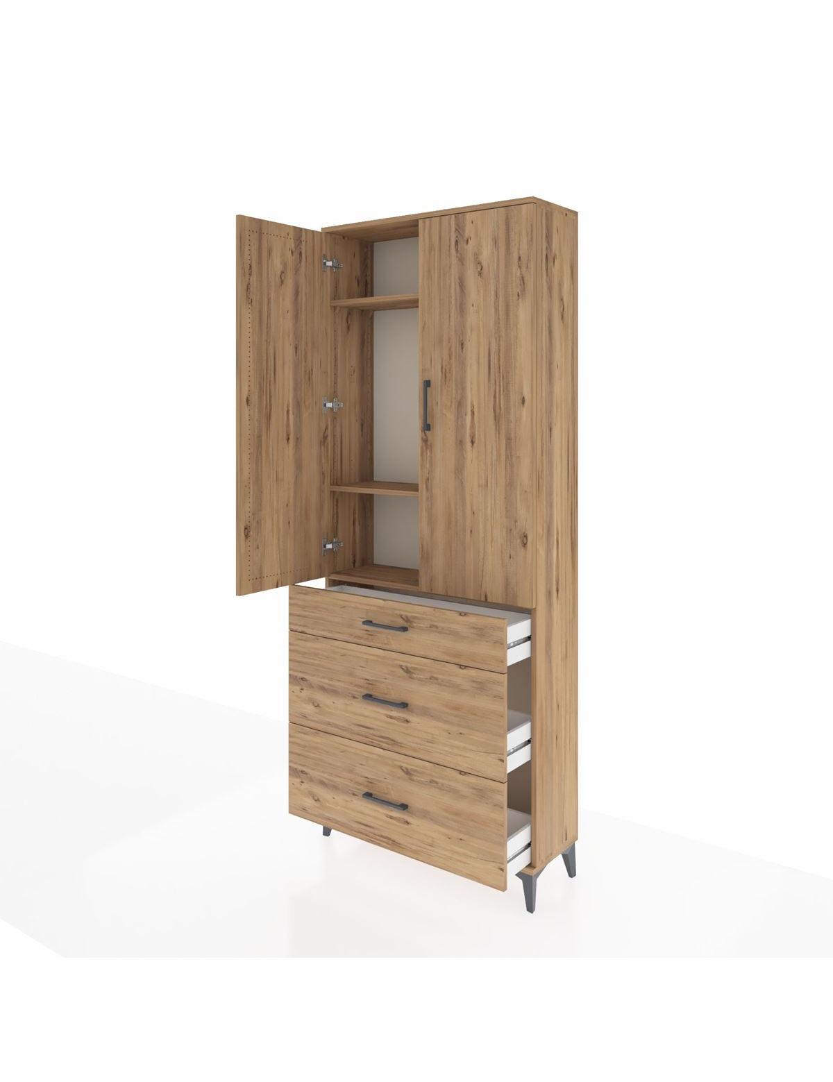 Arges Dolap 3 Raflı 3 Çekmeceli 2 Kapaklı 88x30x221 - S30M104V9A