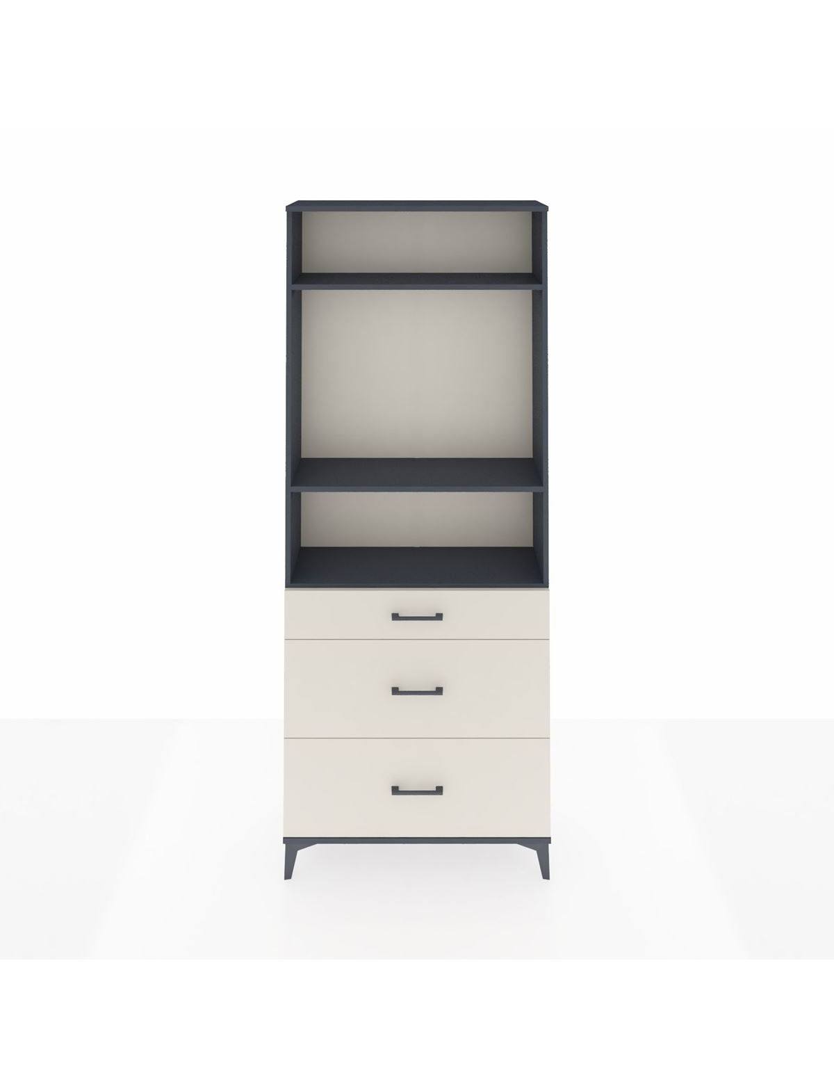 Arges Dolap 3 Raflı 3 Çekmeceli 88x30x221 Antrasit-Aytaşı