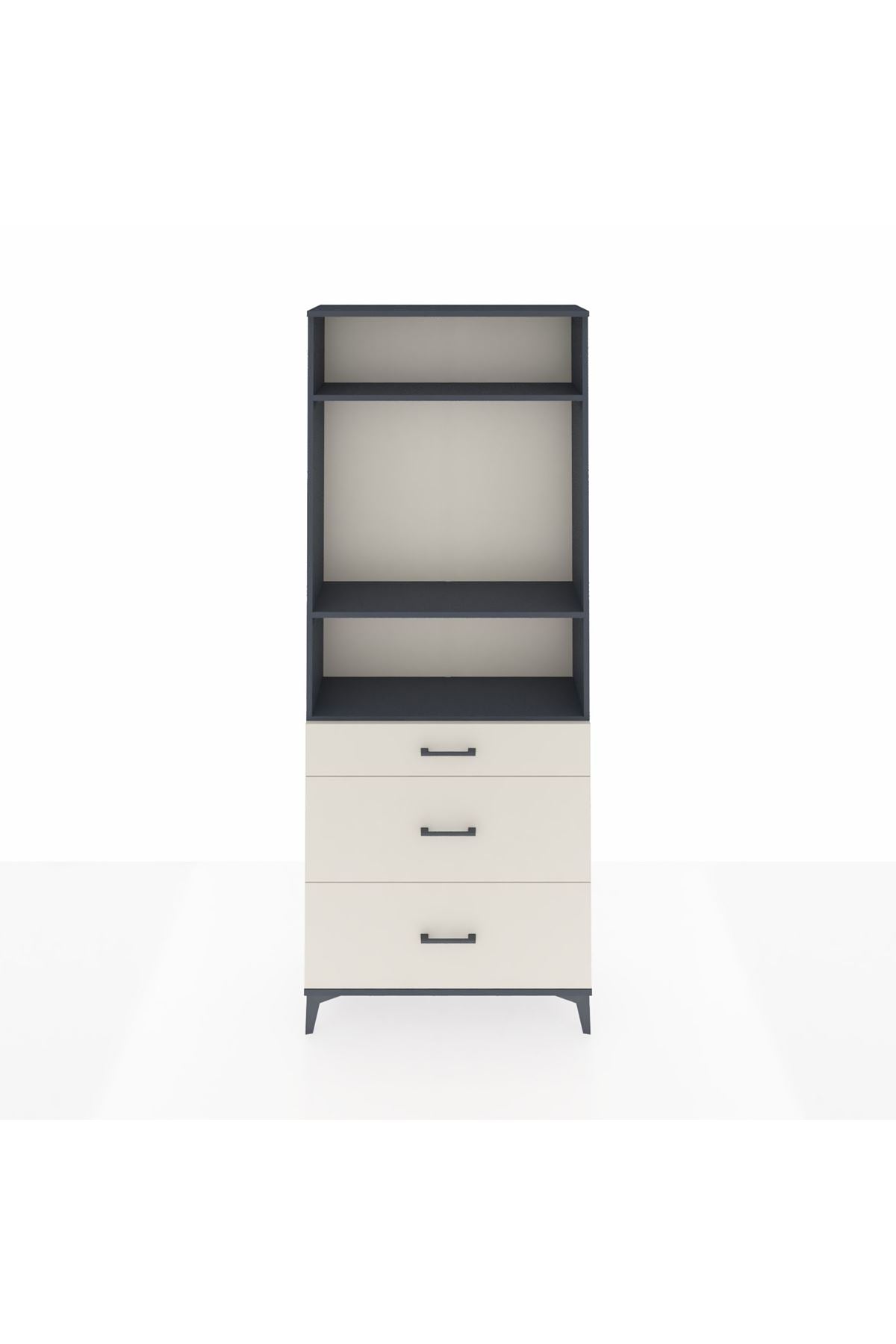 Arges Dolap 3 Raflı 3 Çekmeceli 88x30x221 Antrasit-Aytaşı
