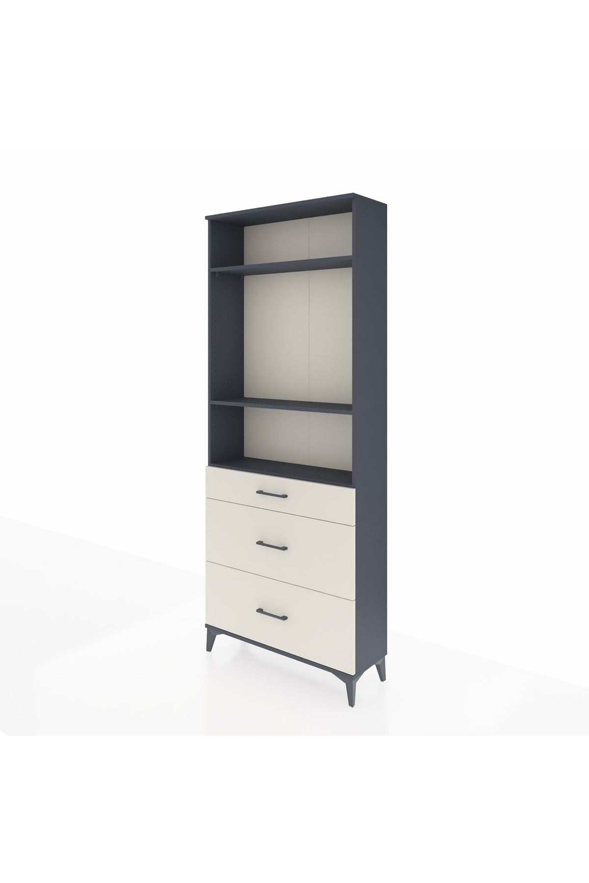 Arges Dolap 3 Raflı 3 Çekmeceli 88x30x221 Antrasit-Aytaşı