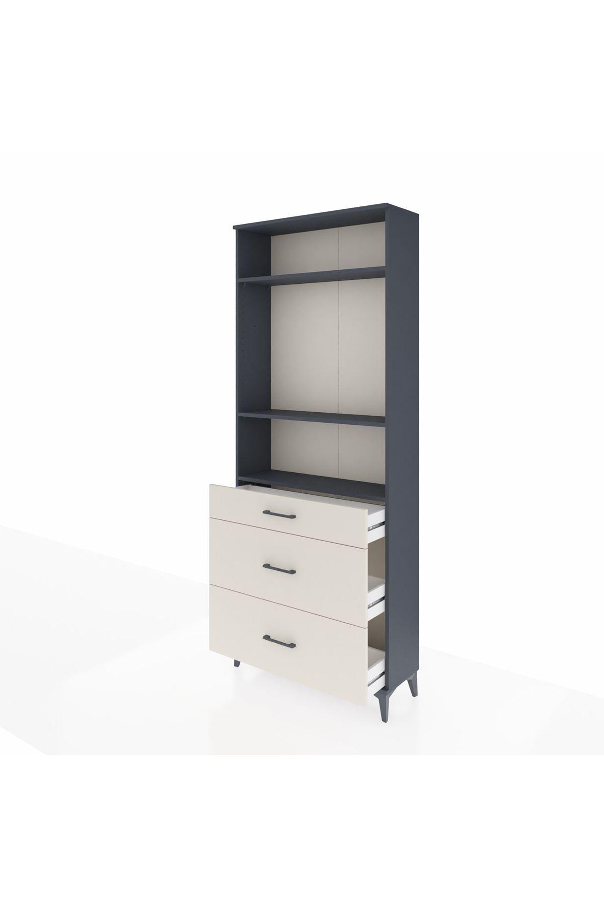Arges Dolap 3 Raflı 3 Çekmeceli 88x30x221 Antrasit-Aytaşı