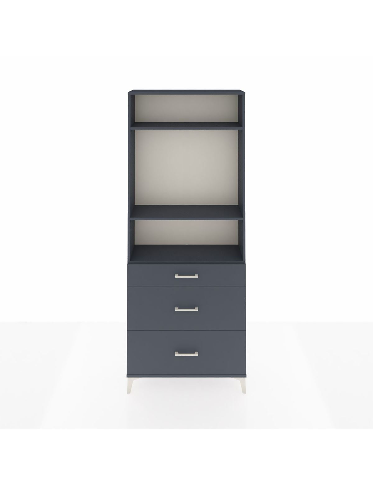 Arges Dolap 3 Raflı 3 Çekmeceli 88x30x221 Antrasit-Antrasit