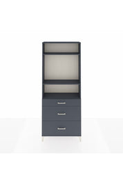 Arges Dolap 3 Raflı 3 Çekmeceli 88x30x221 Antrasit-Antrasit