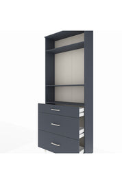 Arges Dolap 3 Raflı 3 Çekmeceli 88x30x221 Antrasit-Antrasit