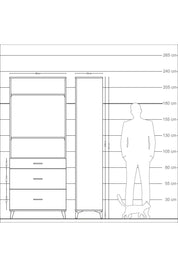 Arges Dolap 3 Raflı 3 Çekmeceli 88x30x221 Antrasit-Çam