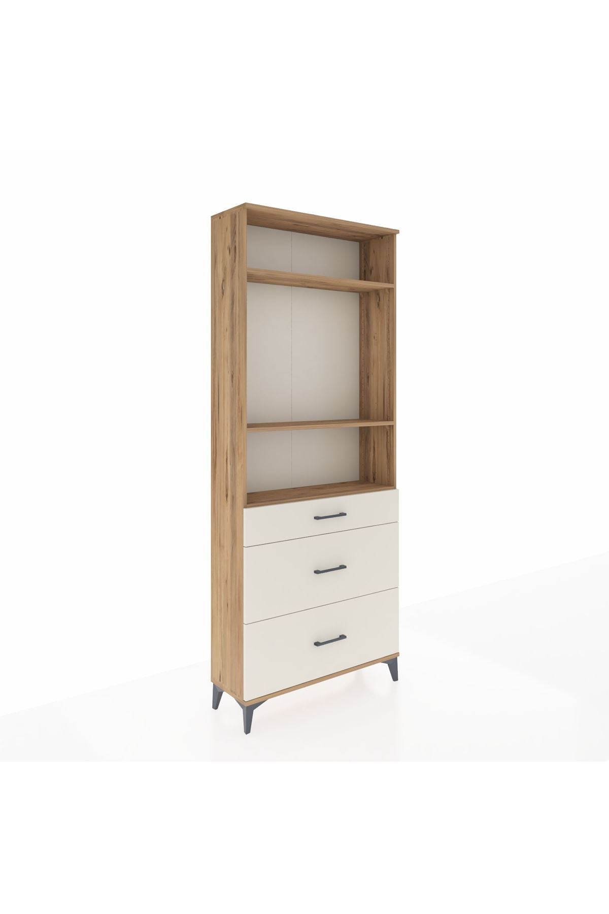 Arges Dolap 3 Raflı 3 Çekmeceli 88x30x221 Çam-Aytaşı