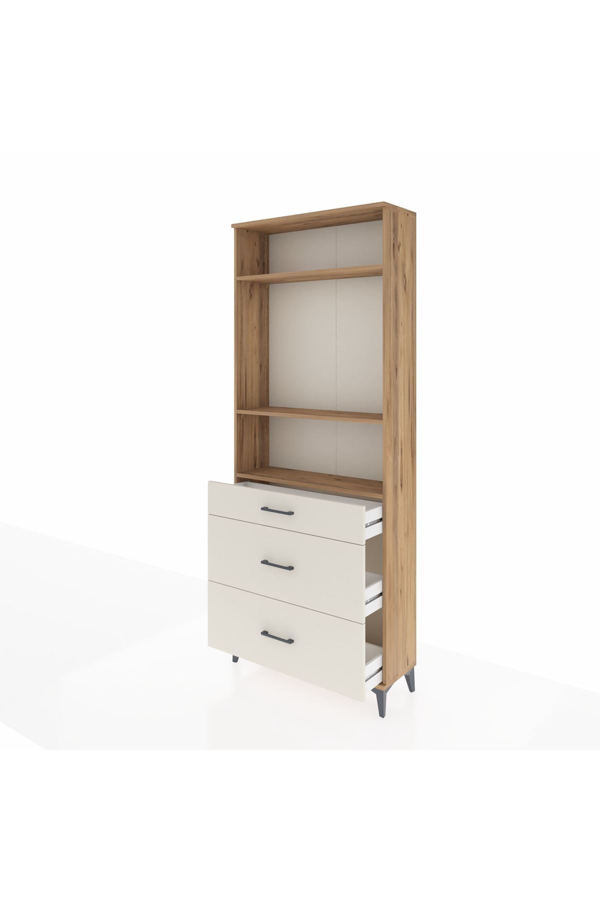 Arges Dolap 3 Raflı 3 Çekmeceli 88x30x221 Çam-Aytaşı