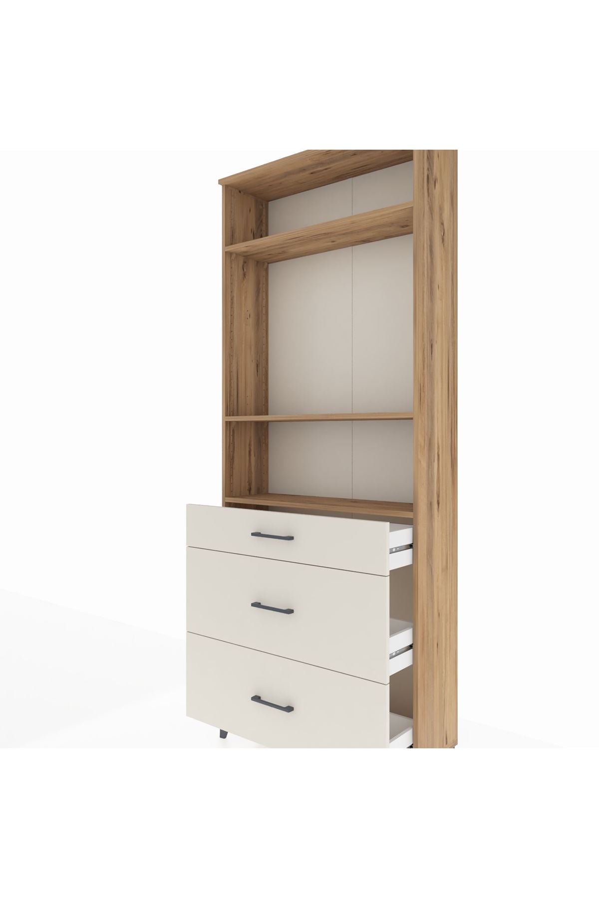 Arges Dolap 3 Raflı 3 Çekmeceli 88x30x221 Çam-Aytaşı