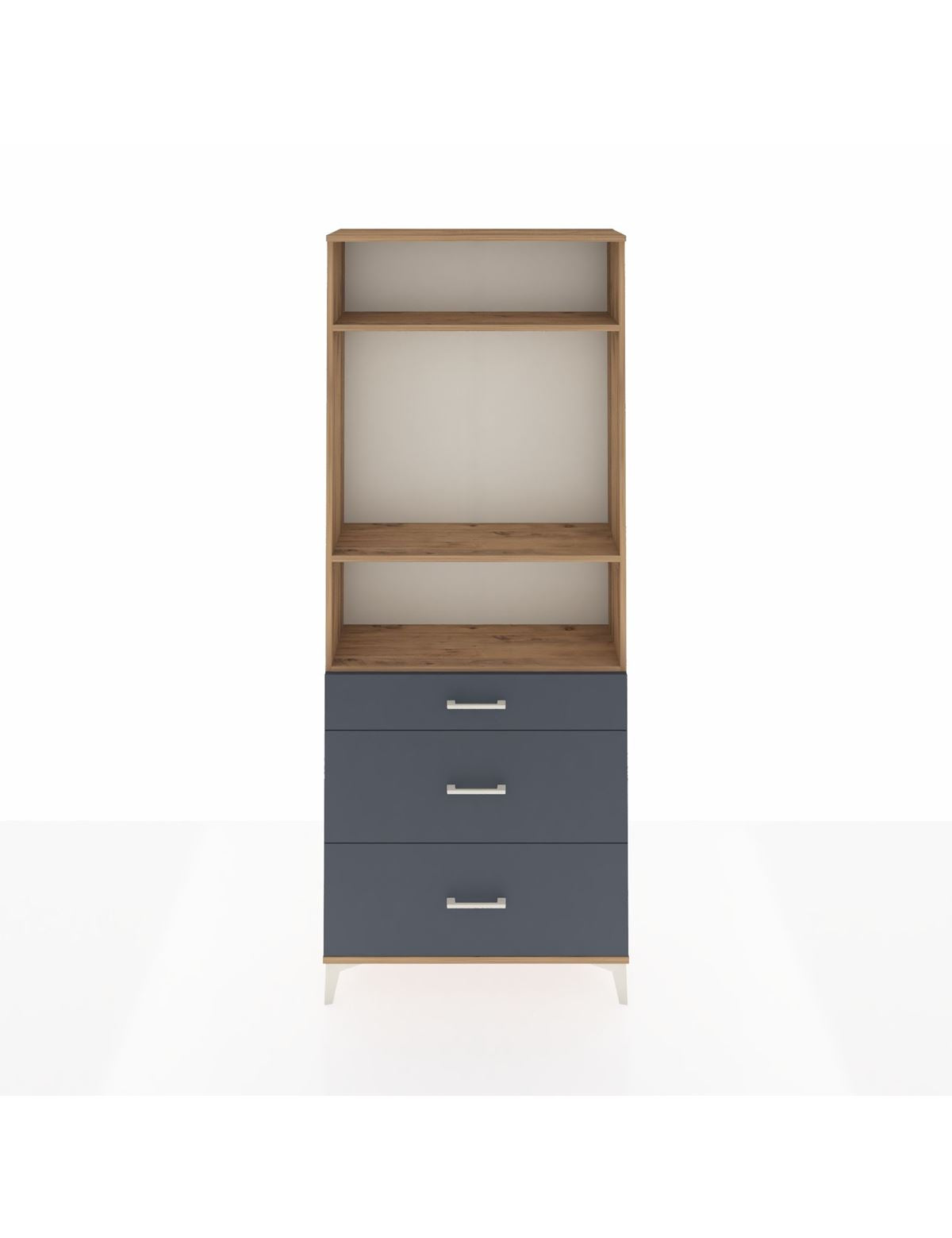 Arges Dolap 3 Raflı 3 Çekmeceli 88x30x221 Çam-Antrasit