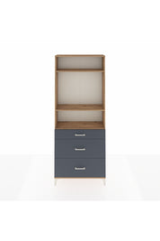 Arges Dolap 3 Raflı 3 Çekmeceli 88x30x221 Çam-Antrasit