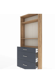 Arges Dolap 3 Raflı 3 Çekmeceli 88x30x221 Çam-Antrasit