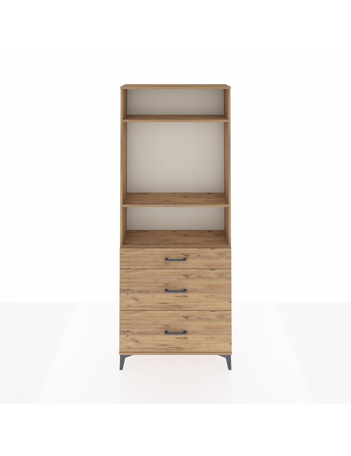 Arges Dolap 3 Raflı 3 Çekmeceli 88x30x221 Çam-Çam