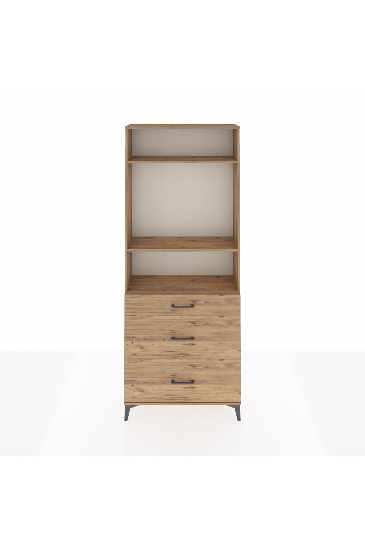 Arges Dolap 3 Raflı 3 Çekmeceli 88x30x221 Çam-Çam
