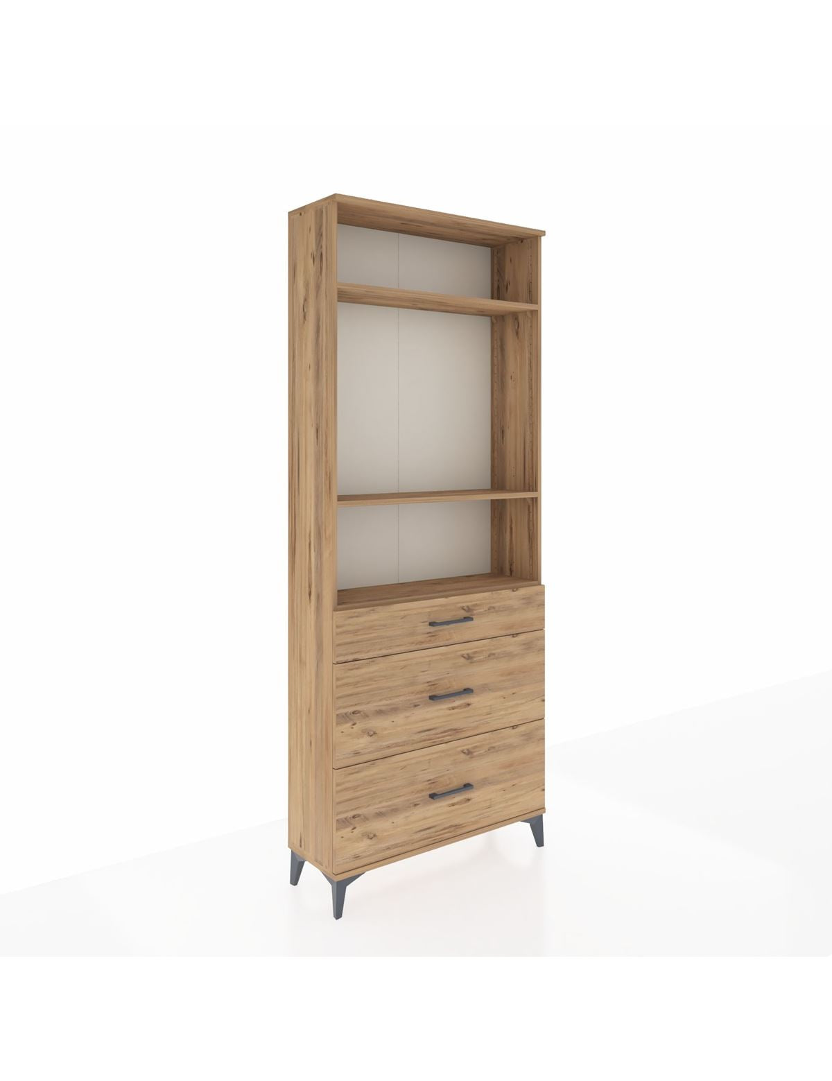 Arges Dolap 3 Raflı 3 Çekmeceli 88x30x221 Çam-Çam