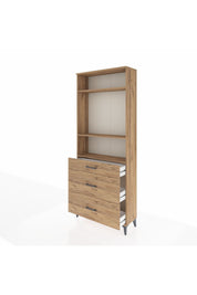 Arges Dolap 3 Raflı 3 Çekmeceli 88x30x221 Çam-Çam