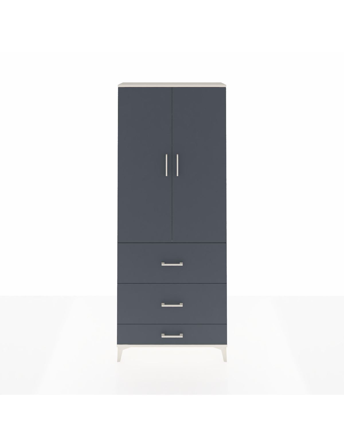 Arges Dolap 2 Raflı 3 Çekmeceli Tek Askılı 88x30x221 Aytaşı-Antrasit