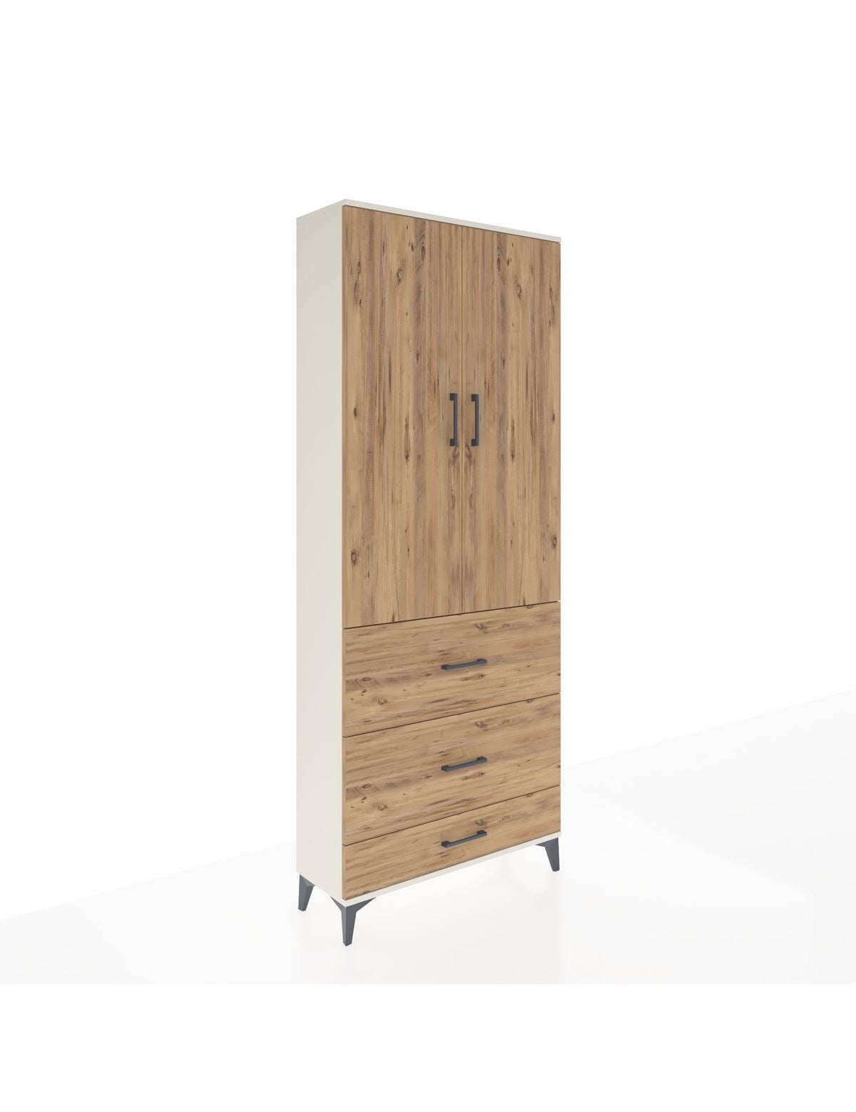 Arges Dolap 2 Raflı 3 Çekmeceli Tek Askılı 88x30x221 Aytaşı-Çam