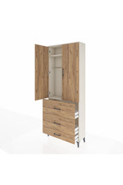 Arges Dolap 2 Raflı 3 Çekmeceli Tek Askılı 88x30x221 Aytaşı-Çam
