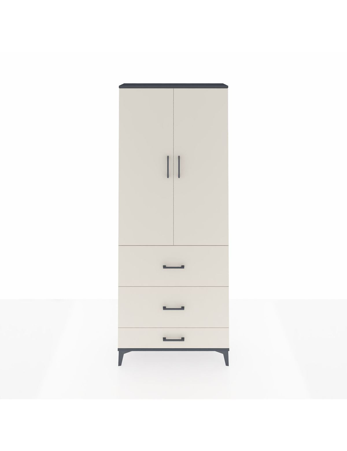 Arges Dolap 2 Raflı 3 Çekmeceli Tek Askılı 88x30x221 Antrasit-Aytaşı