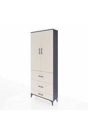 Arges Dolap 2 Raflı 3 Çekmeceli Tek Askılı 88x30x221 Antrasit-Aytaşı