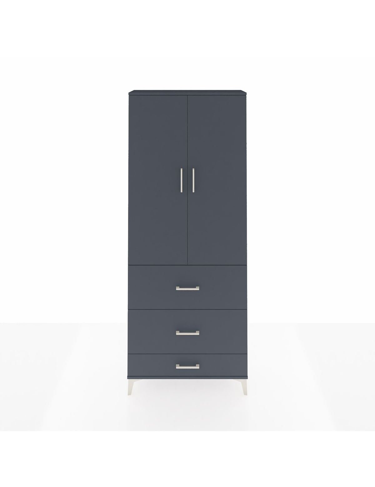 Arges Dolap 2 Raflı 3 Çekmeceli Tek Askılı 88x30x221 Antrasit-Antrasit