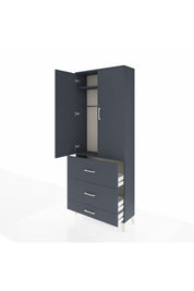 Arges Dolap 2 Raflı 3 Çekmeceli Tek Askılı 88x30x221 Antrasit-Antrasit