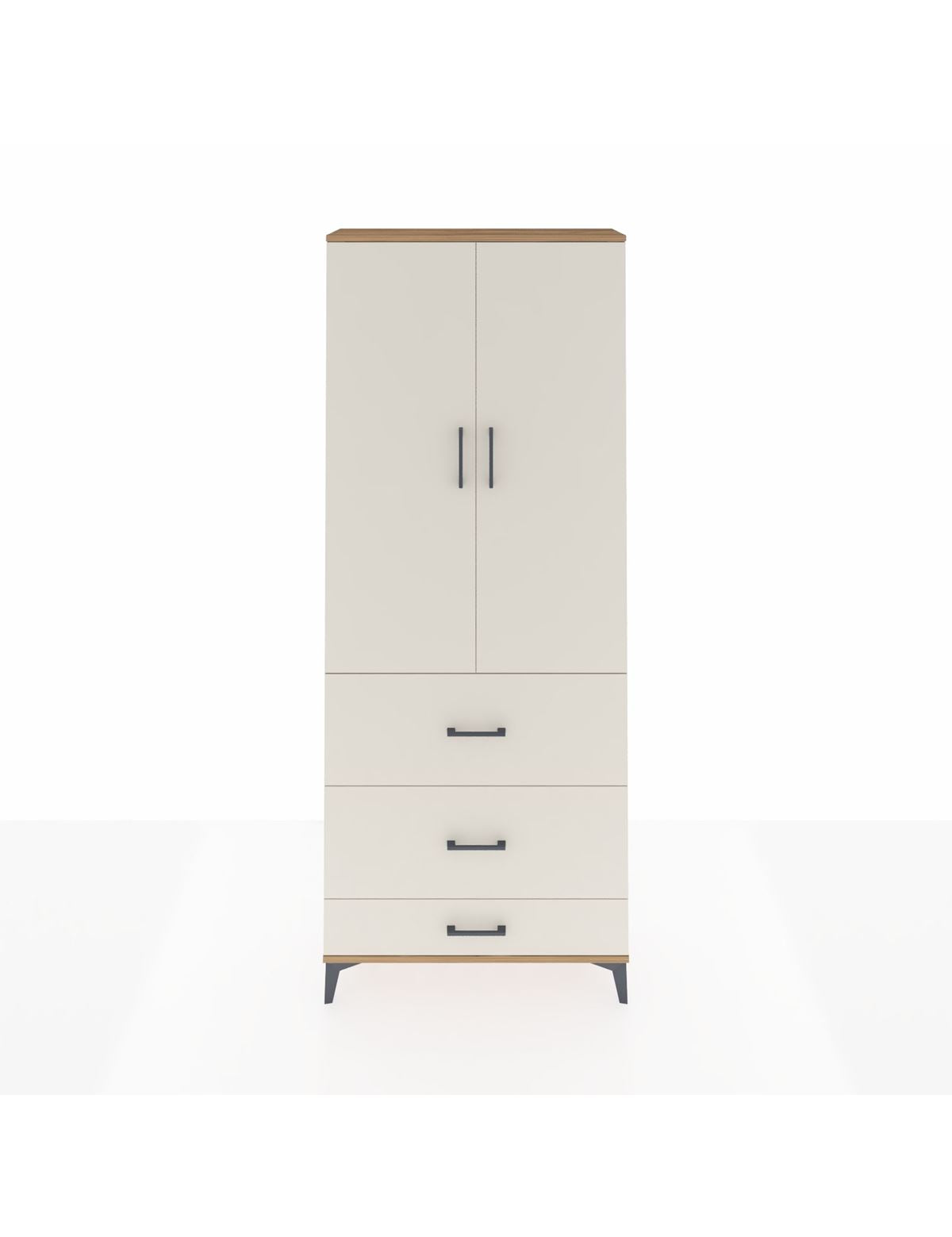 Arges Dolap 2 Raflı 3 Çekmeceli Tek Askılı 88x30x221 Çam-Aytaşı