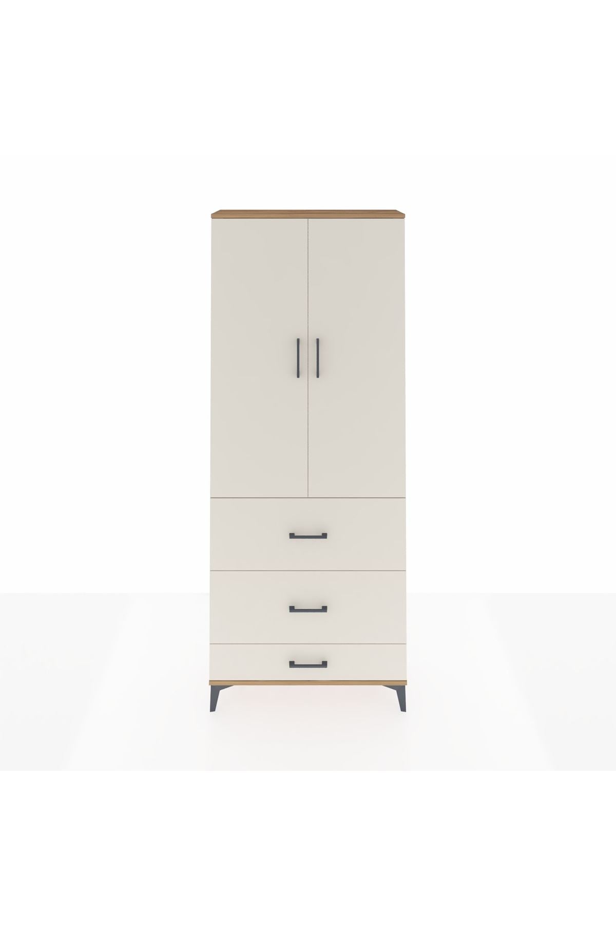 Arges Dolap 2 Raflı 3 Çekmeceli Tek Askılı 88x30x221 Çam-Aytaşı