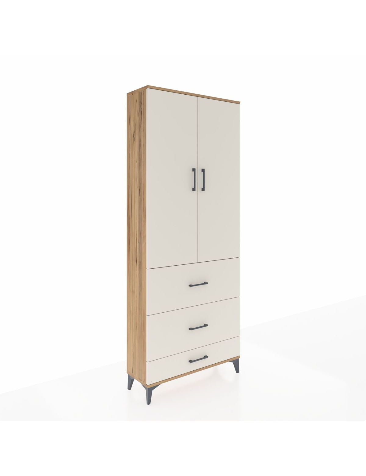 Arges Dolap 2 Raflı 3 Çekmeceli Tek Askılı 88x30x221 Çam-Aytaşı