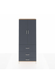 Arges Dolap 2 Raflı 3 Çekmeceli Tek Askılı 88x30x221 Çam-Antrasit