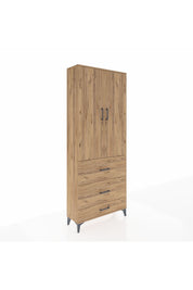 Arges Dolap 2 Raflı 3 Çekmeceli Tek Askılı 88x30x221 Çam-Çam