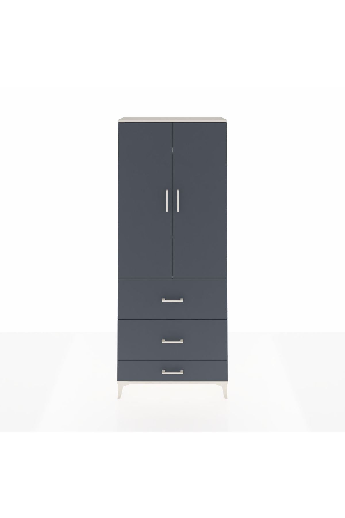 Arges Dolap 3 Raflı 3 Çekmeceli 2 Kapaklı 88x30x221 Aytaşı-Antrasit