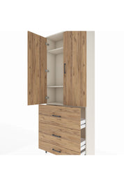 Arges Dolap 3 Raflı 3 Çekmeceli 2 Kapaklı 88x30x221 Aytaşı-Çam