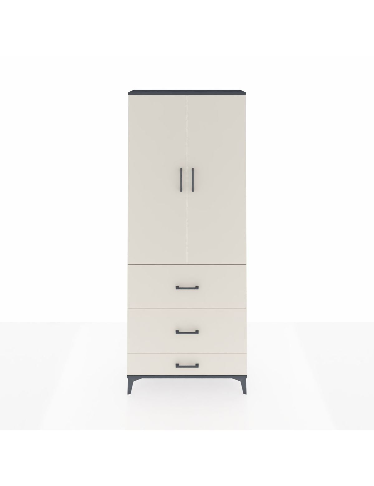 Arges Dolap 3 Raflı 3 Çekmeceli 2 Kapaklı 88x30x221 Antrasit-Aytaşı