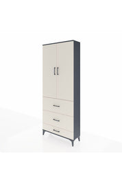 Arges Dolap 3 Raflı 3 Çekmeceli 2 Kapaklı 88x30x221 Antrasit-Aytaşı